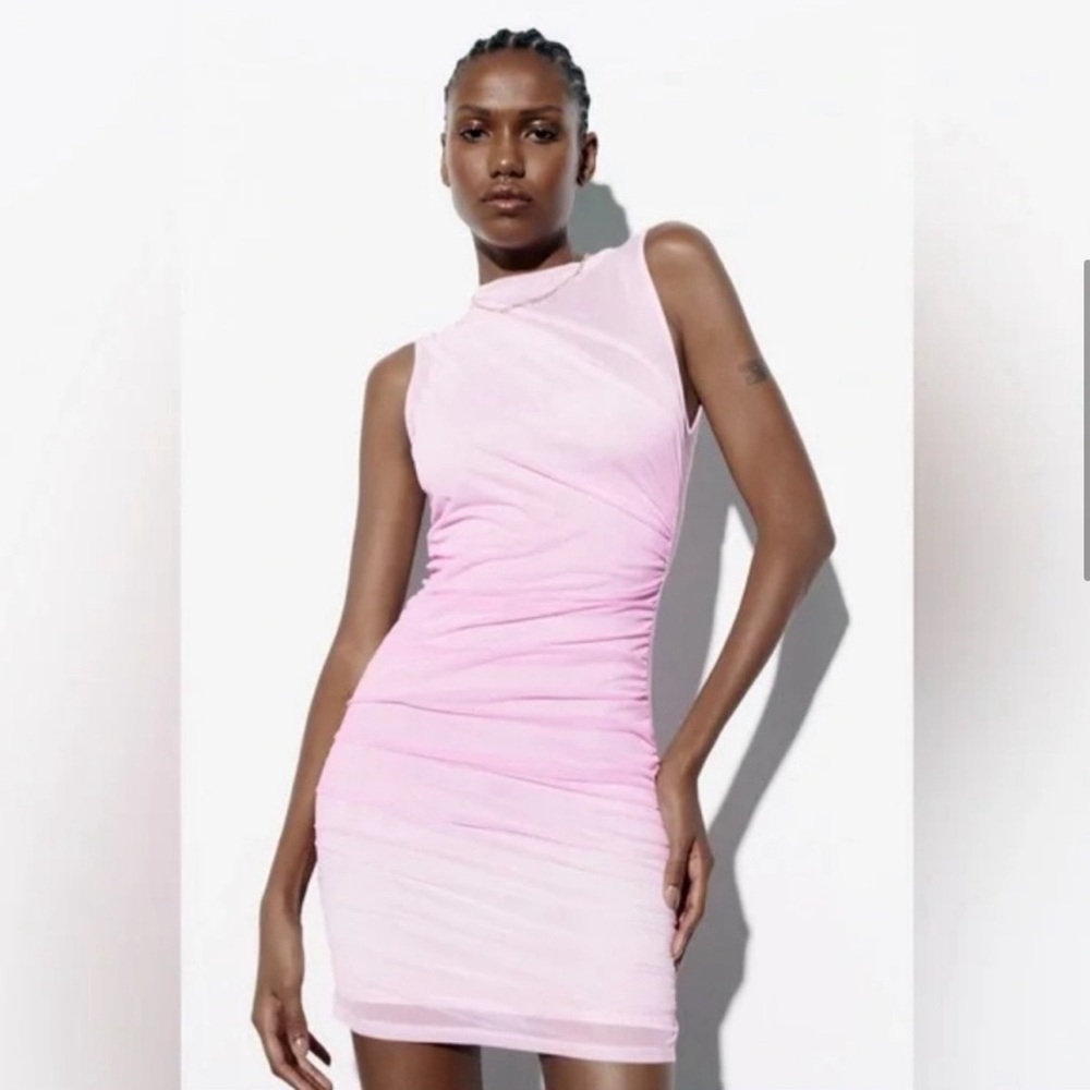 NWT Zara draped tulle Mini Dress sz M